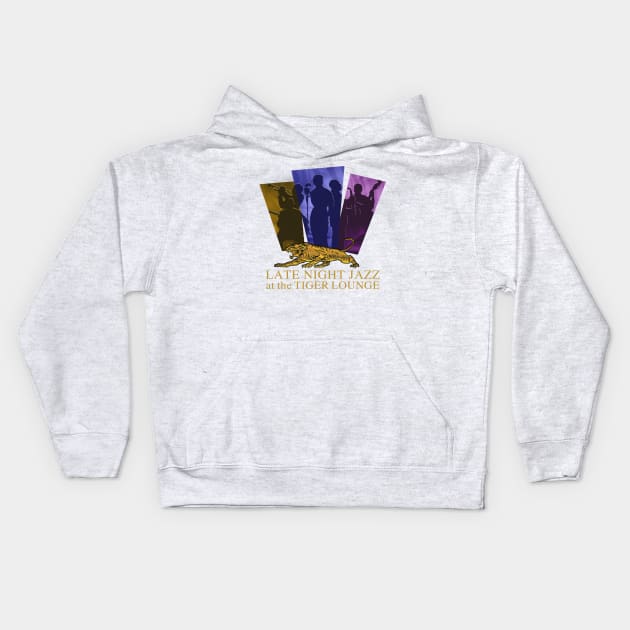 Late Night Jazz At The Tiger Lounge Kids Hoodie by PLAYDIGITAL2020